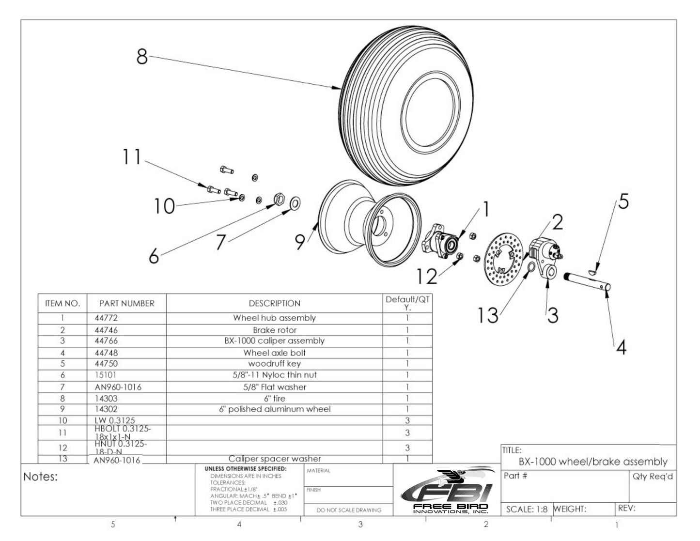 5/8 Black Max Brake Kit (.625") (For 6" Diameter Wheel)